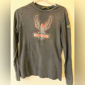 Harley Davidson logo gray  long sleeve shirt medium preloved